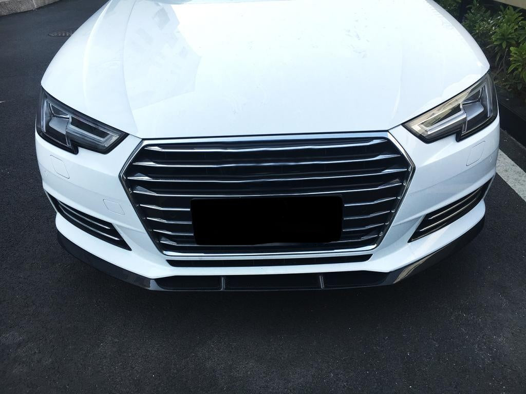 Audi A4 B9 Carbon Fibre Front Bumper Lip Splitter - gloss 3x3 twill weave OEM fitment