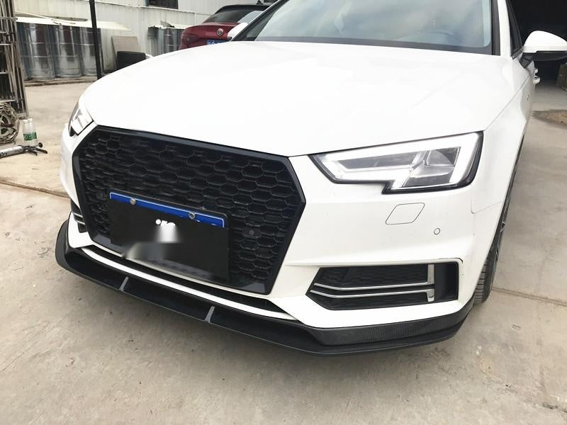 Audi A4 S4 Quattro Carbon Fibre Front Bumper Lip - gloss 3x3 twill weave track styling upgrade
