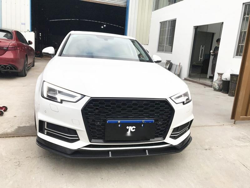 Audi A4 S4 Quattro Carbon Fibre Front Bumper Lip - gloss 3x3 twill weave track styling upgrade