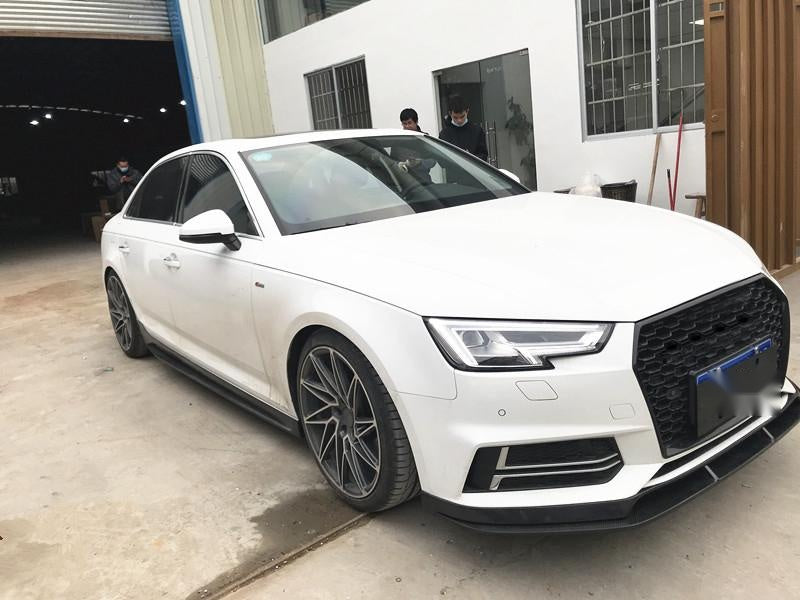Audi A4 S4 Quattro Carbon Fibre Front Bumper Lip - gloss 3x3 twill weave track styling upgrade