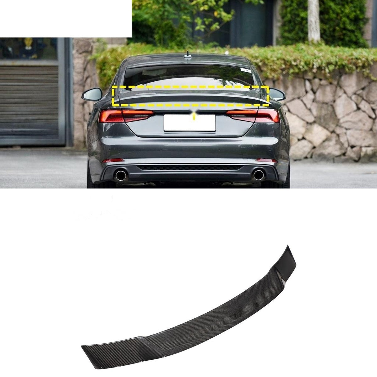 Audi A5 Sportback B9 Carbon Fibre Rear Boot Spoiler - gloss 3x3 twill weave trunk lip