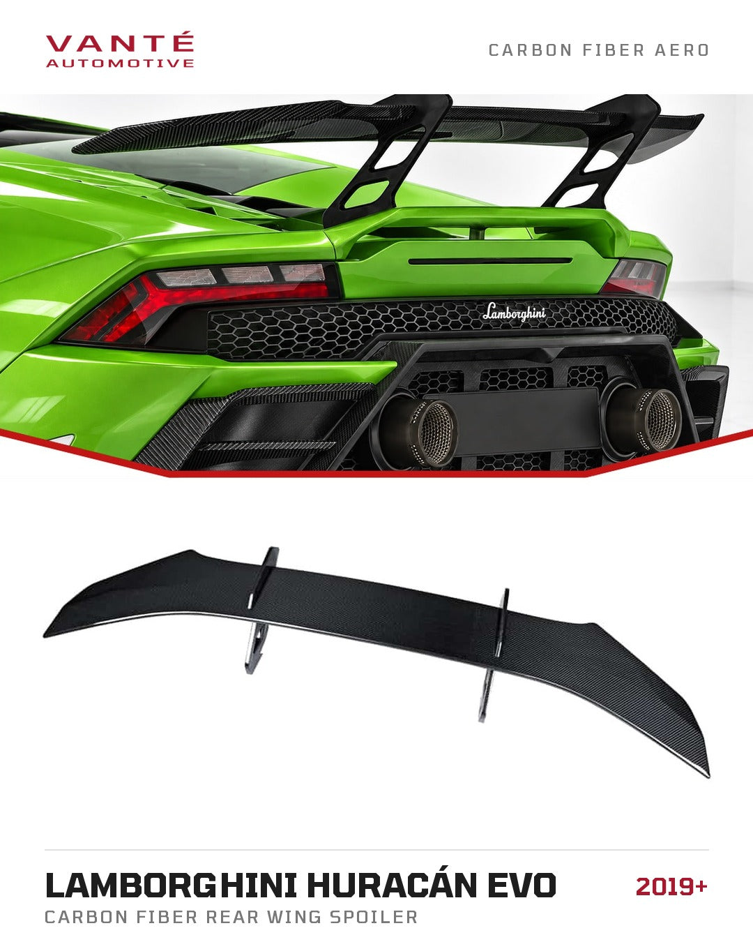 Lamborghini Huracan Evo Carbon Fibre Rear Wing Spoiler