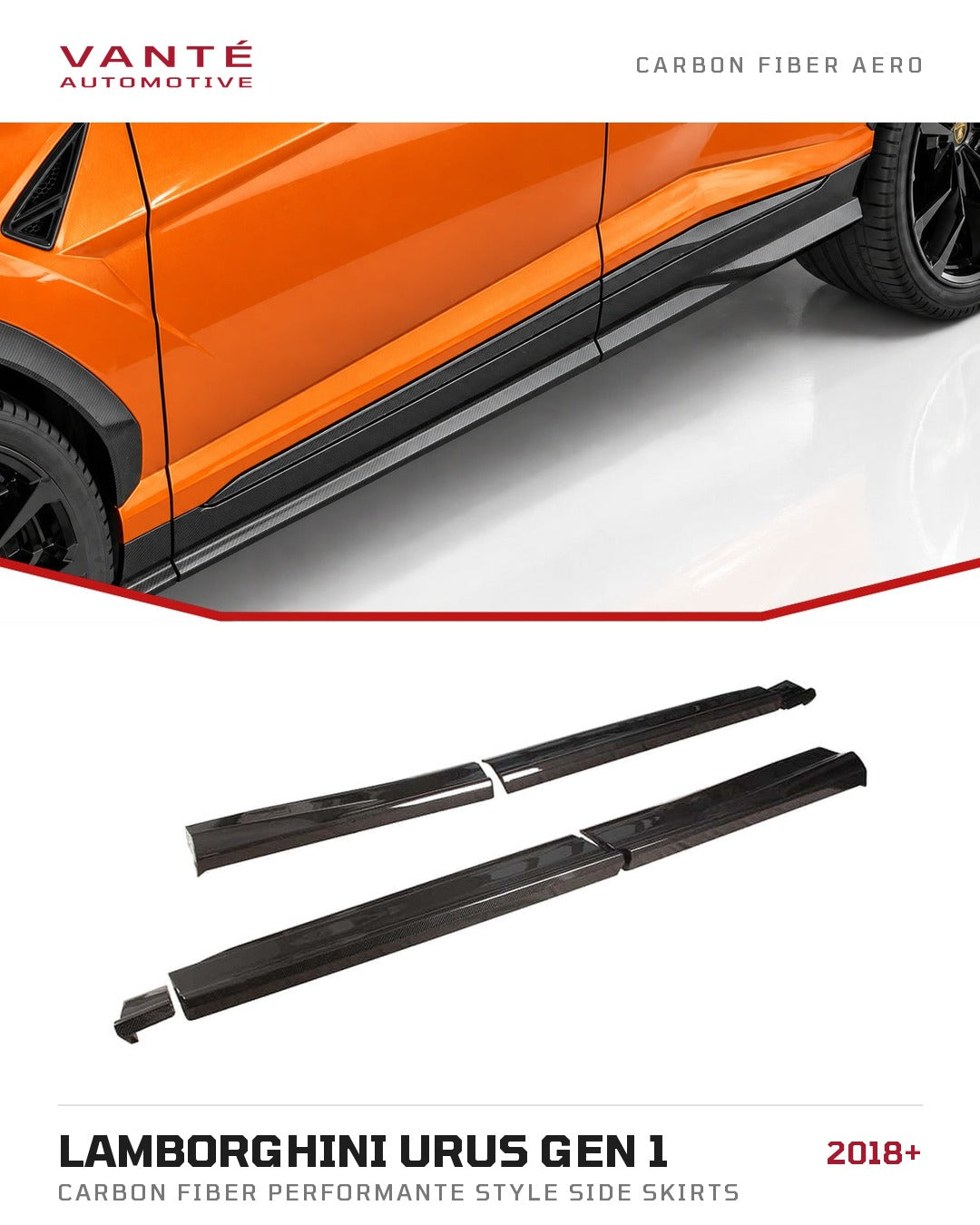 Lamborghini Urus Gen 1 Carbon Fibre Performante Style Side Skirts