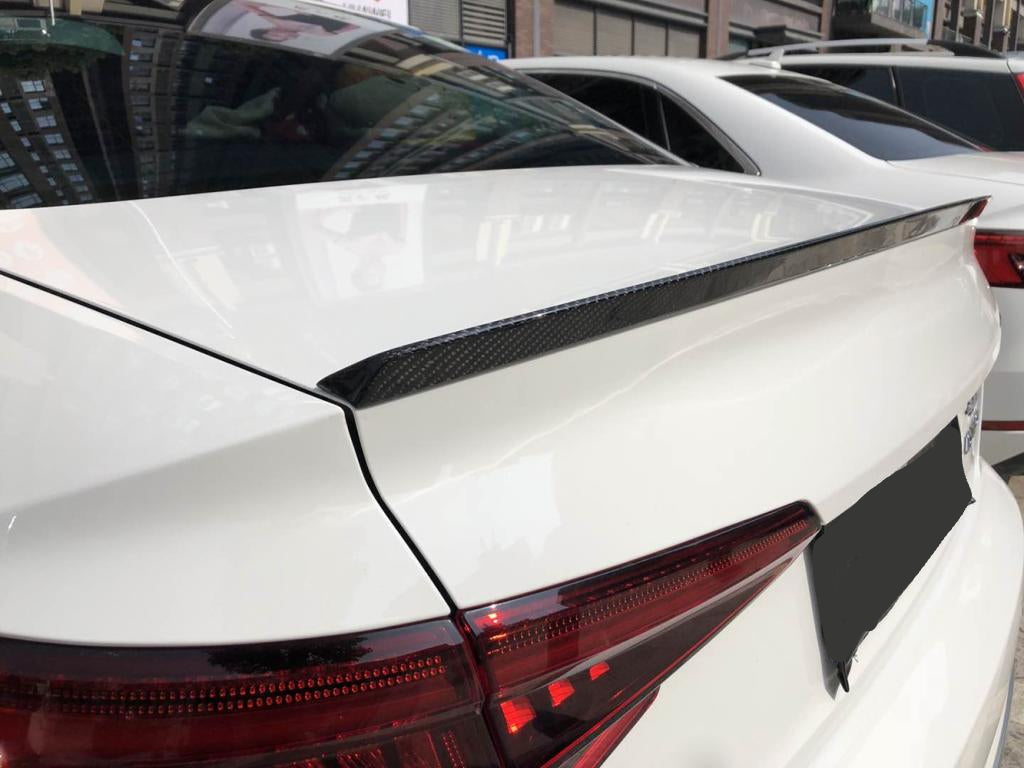 Audi A4 B9 Carbon Fibre S4 Rear Trunk Spoiler - gloss twill weave boot lip upgrade