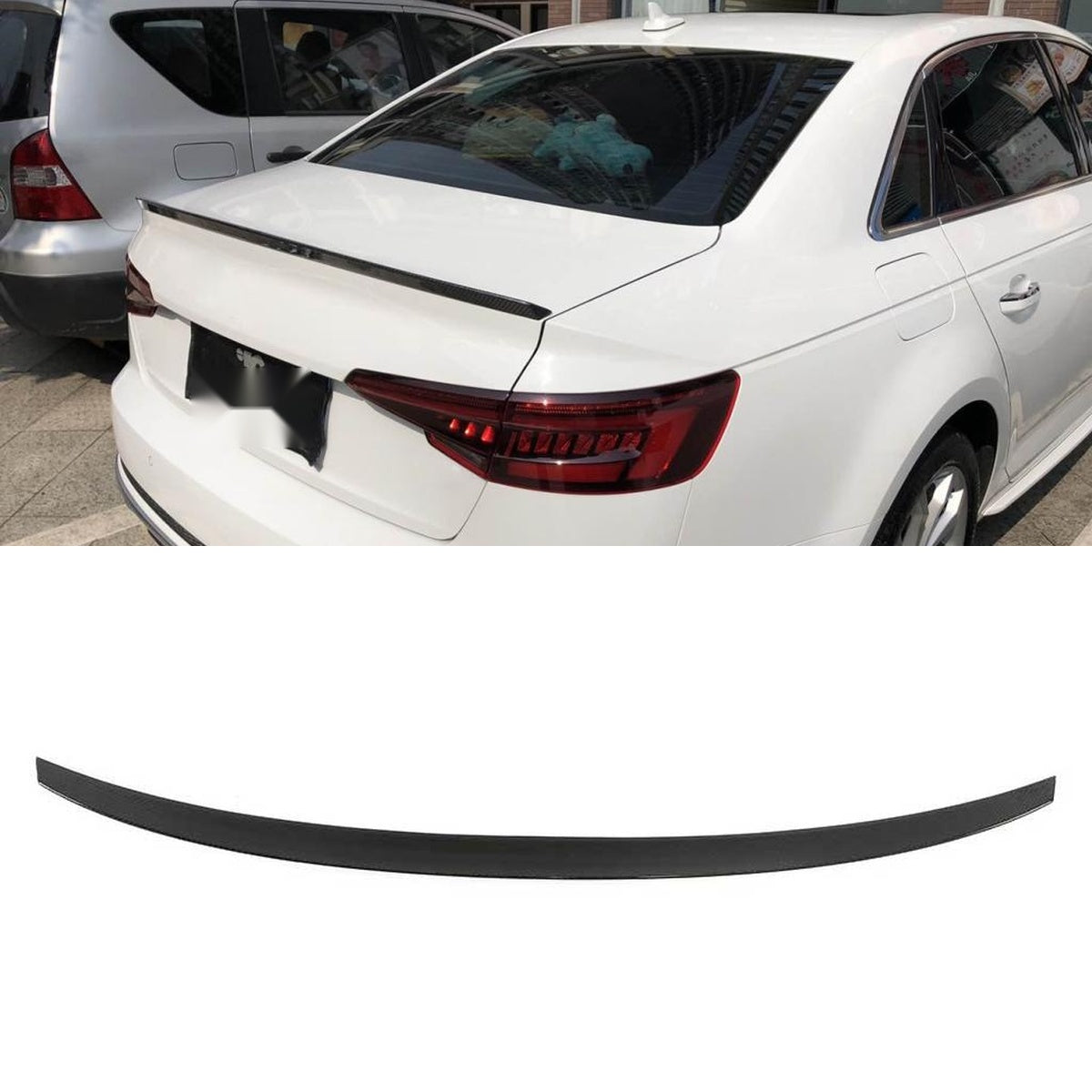 Audi A4 B9 Carbon Fibre S4 Rear Trunk Spoiler - gloss twill weave boot lip upgrade