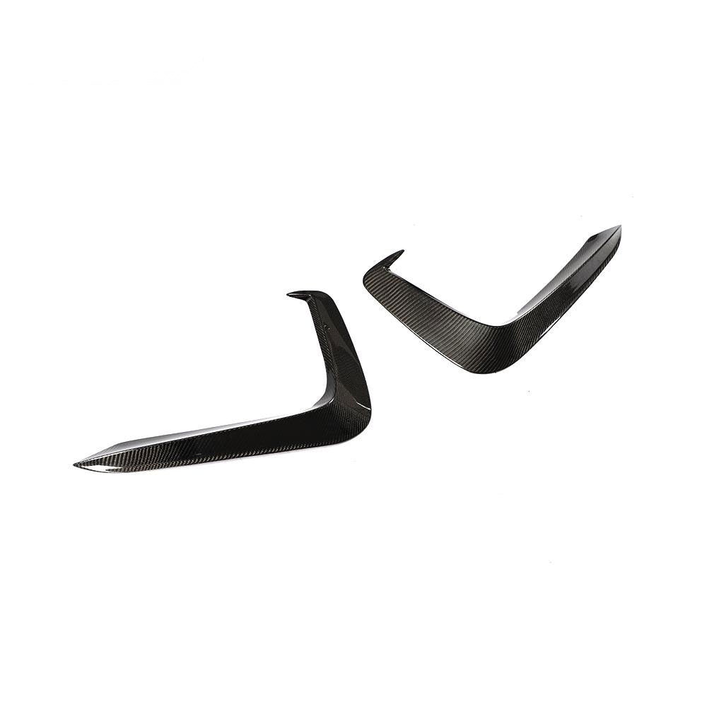 Audi S5 B9 Carbon Fibre Front Bumper Fins - gloss 3x3 twill weave aero upgrade