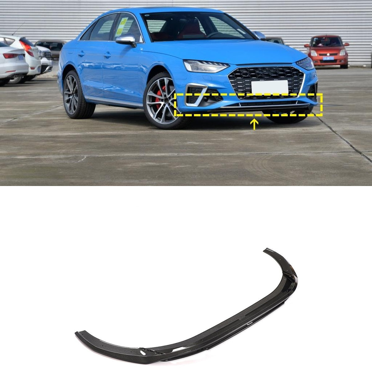Audi A4 S4 B9 Carbon Fibre Front Lip Splitter - gloss 3x3 twill weave OEM fitment