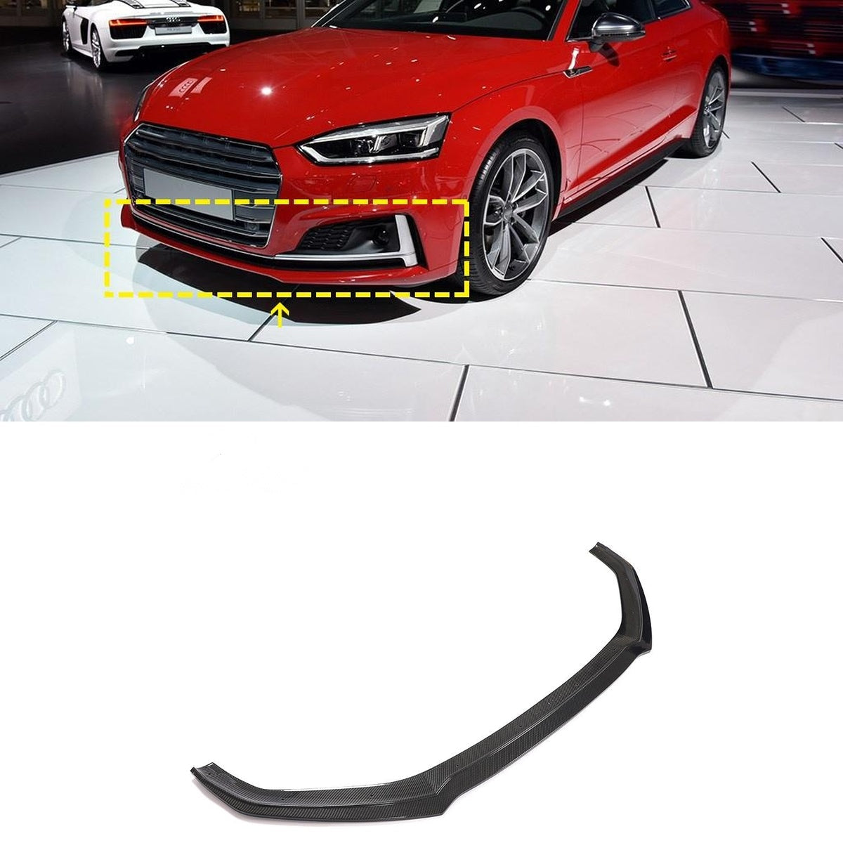 Audi S5 B9 Carbon Fibre Front Lip Splitter - aggressive track-inspired styling upgrade