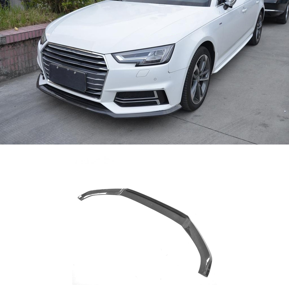 Audi A4 B9 S-Line S4 Carbon Fibre Front Bumper Lip Splitter - 3x3 twill gloss finish