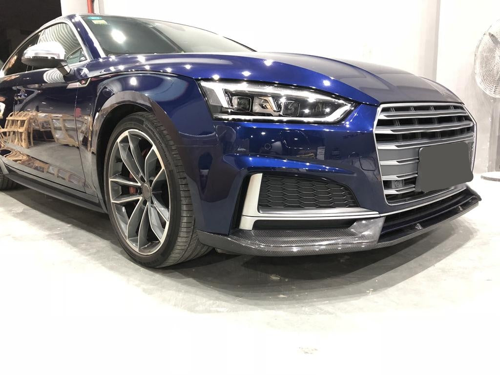 Audi S5 B9 Carbon Fibre Front Lip Splitter - aggressive facelift upgrade with gloss finish