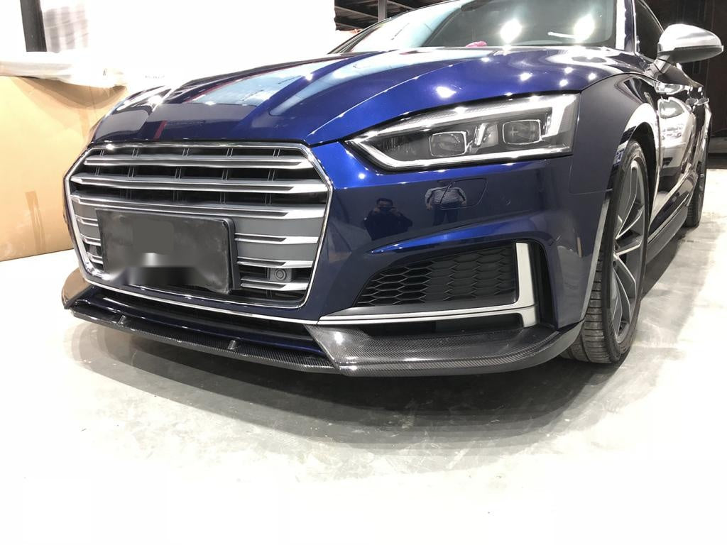 Audi S5 B9 Carbon Fibre Front Lip Splitter - aggressive facelift upgrade with gloss finish