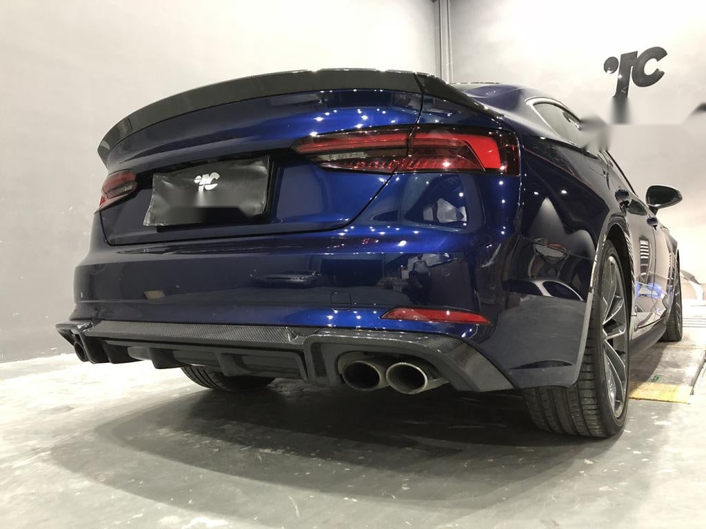 Audi A5 S5 B9 Carbon Fibre Rear Bumper Diffuser Splitters - gloss finish track upgrade