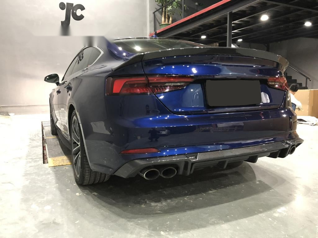 Audi A5 S5 B9 Carbon Fibre Rear Bumper Diffuser Splitters - gloss finish track upgrade