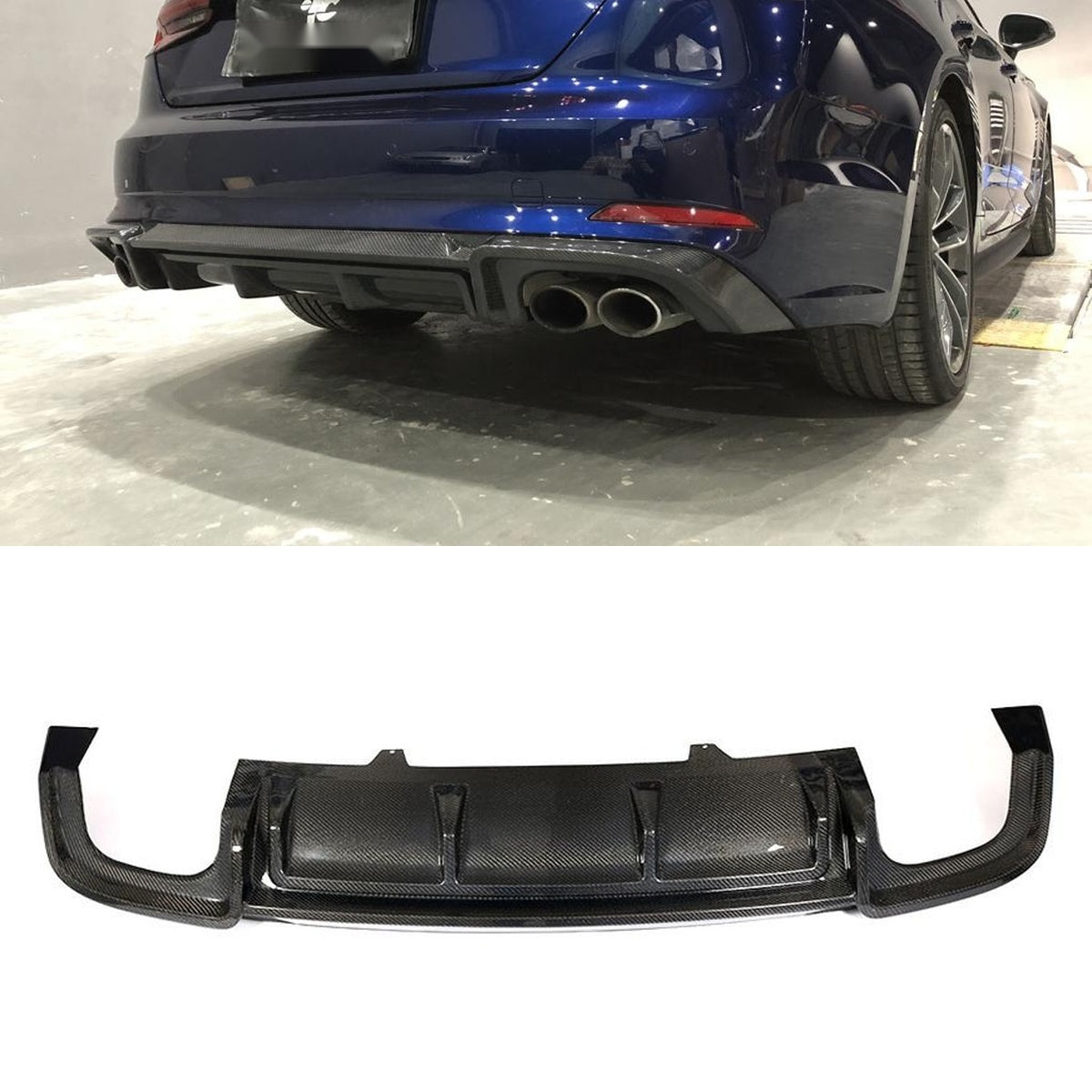 Audi A5 S5 B9 Carbon Fibre Rear Bumper Diffuser Splitters - gloss finish track upgrade