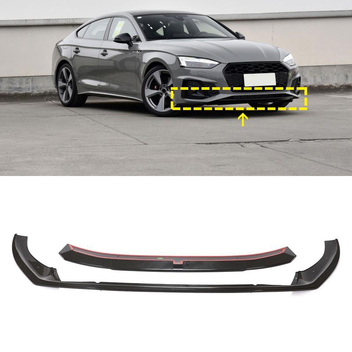 Audi A5 S-Line S5 B9 Dry Carbon Fibre Front Lip - aggressive OEM-fit upgrade