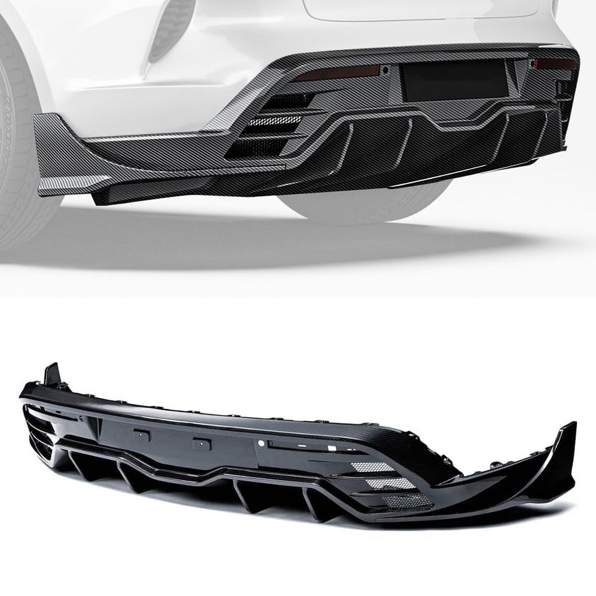 Porsche Taycan 2025 Carbon Fibre Rear Diffuser - aerodynamic race-inspired styling upgrade