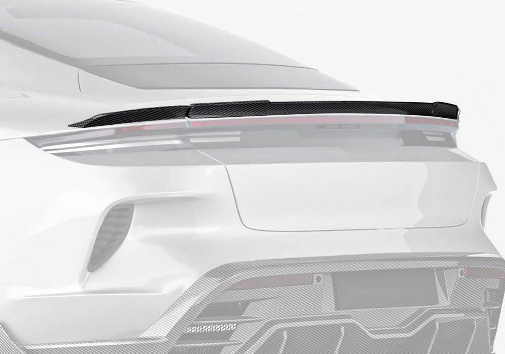 Porsche Taycan 2025 Carbon Fibre Rear Spoiler - aerodynamic race-inspired upgrade