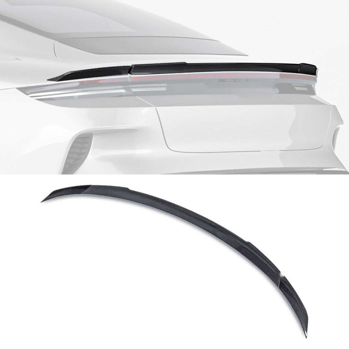 Porsche Taycan 2025 Carbon Fibre Rear Spoiler - aerodynamic race-inspired upgrade