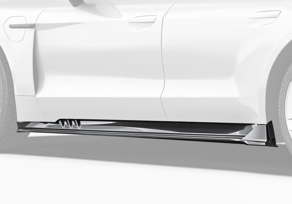 Porsche Taycan 2025 Carbon Fibre Side Skirts - aerodynamic lightweight body kit upgrade