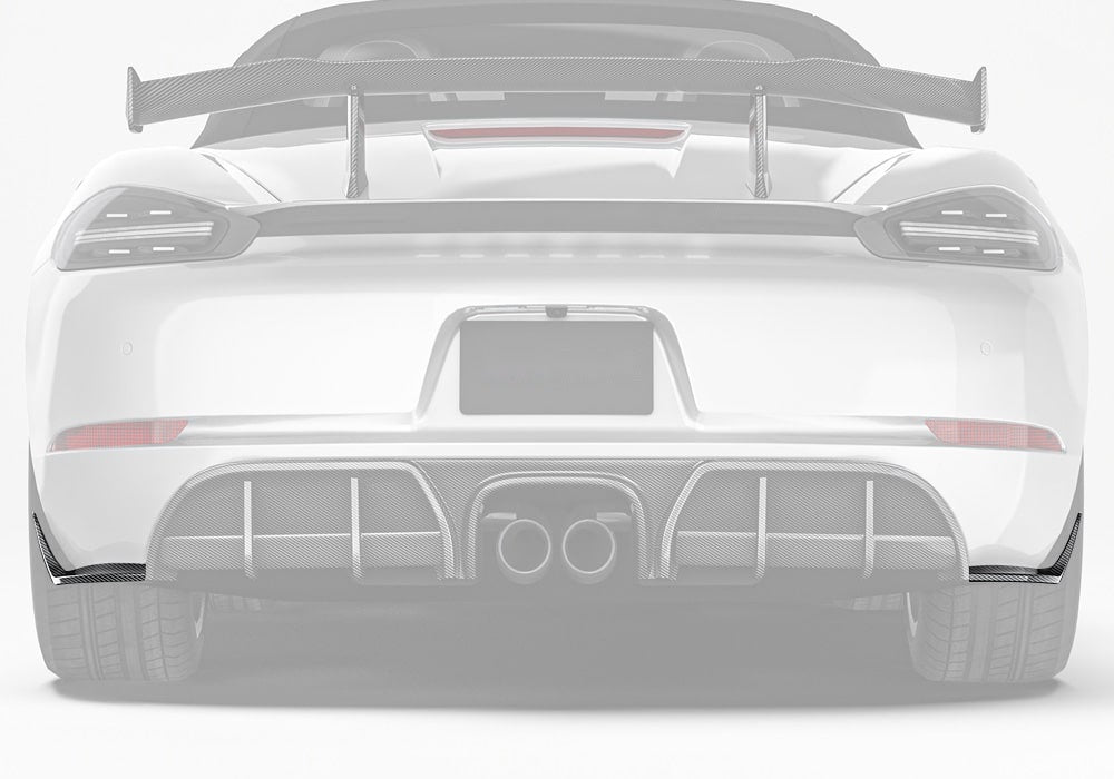 Porsche 718 Boxster Cayman 982c Carbon Fibre Rear Side Splitter - aggressive aero styling upgrade