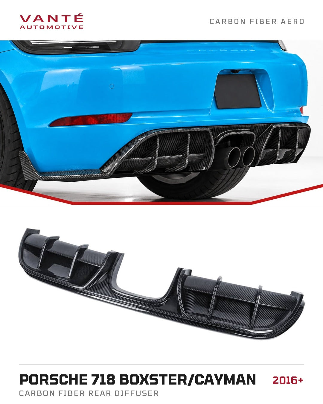 Porsche 718 Boxster/Cayman Carbon Fibre Rear Diffuser