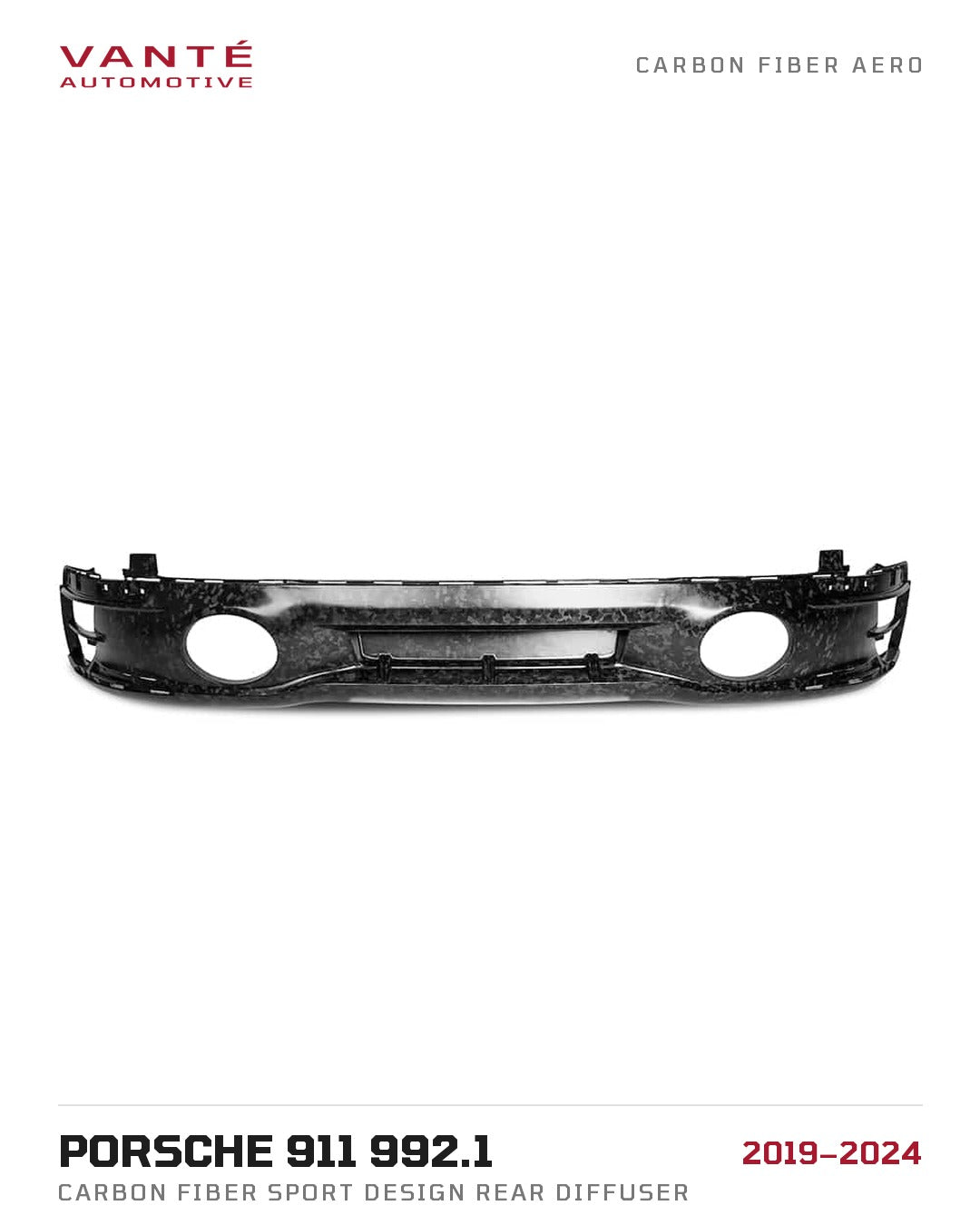 Porsche 911 992.1 Carbon Fibre Sport Design Rear Diffuser