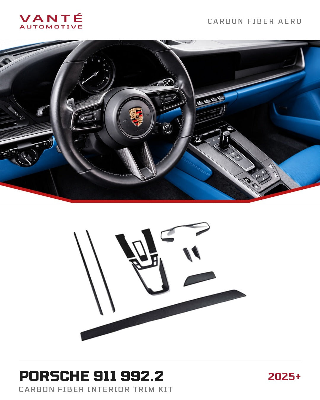 Porsche 911 992.2 Carbon Fibre Interior Trim Kit