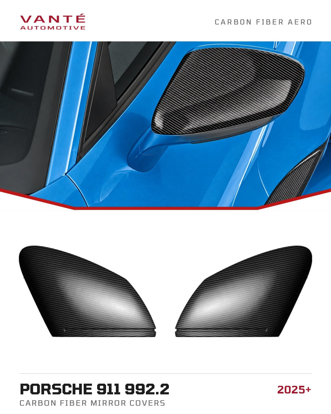 Porsche 911 992.2 Carbon Fibre Mirror Covers (LHD ONLY)