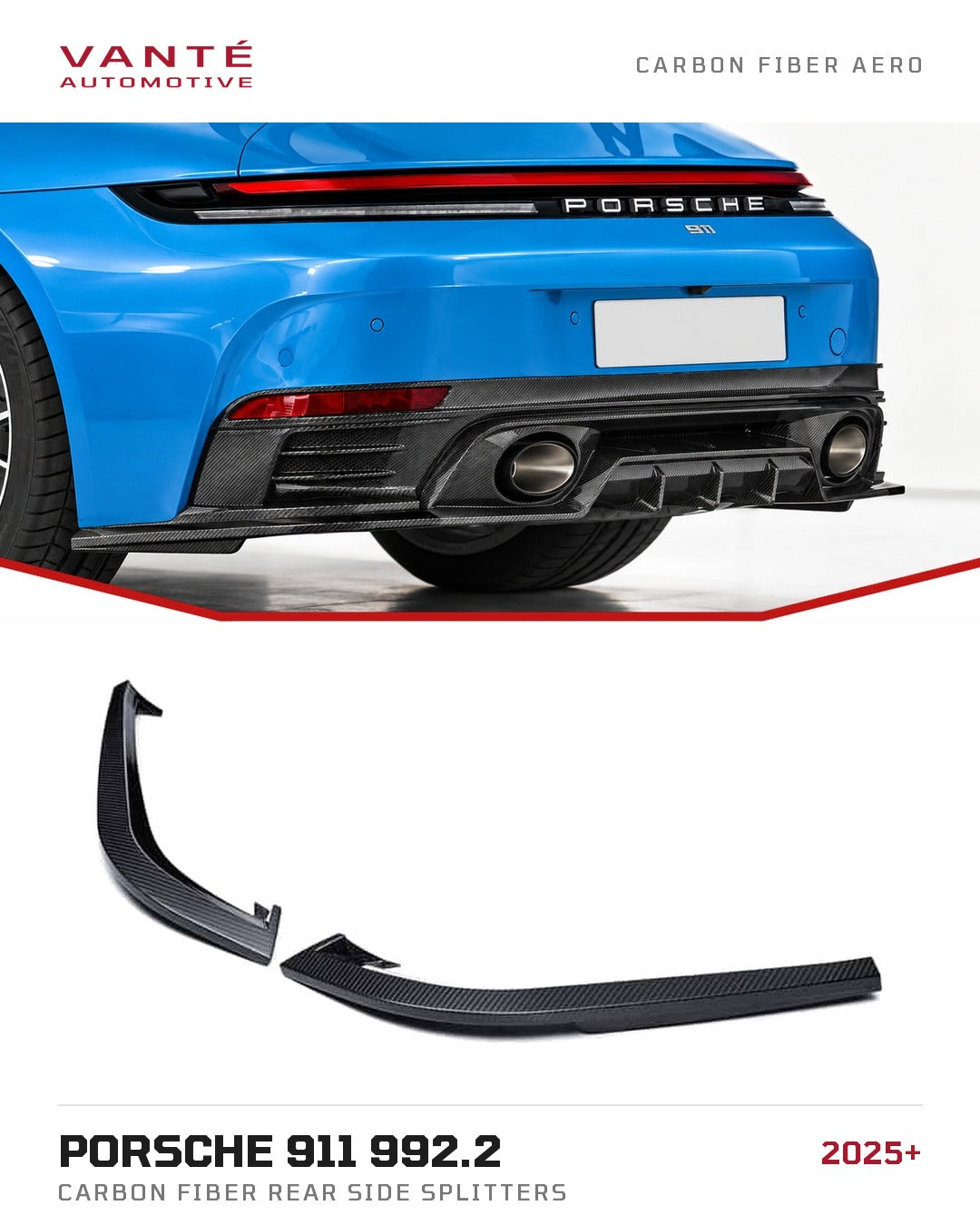 Porsche 911 992.2 Carbon Fibre Rear Side Splitters