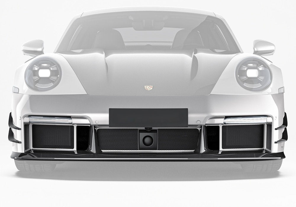 Porsche 911 992 Turbo S Carbon Fibre Front Bumper - aggressive aerodynamic styling upgrade