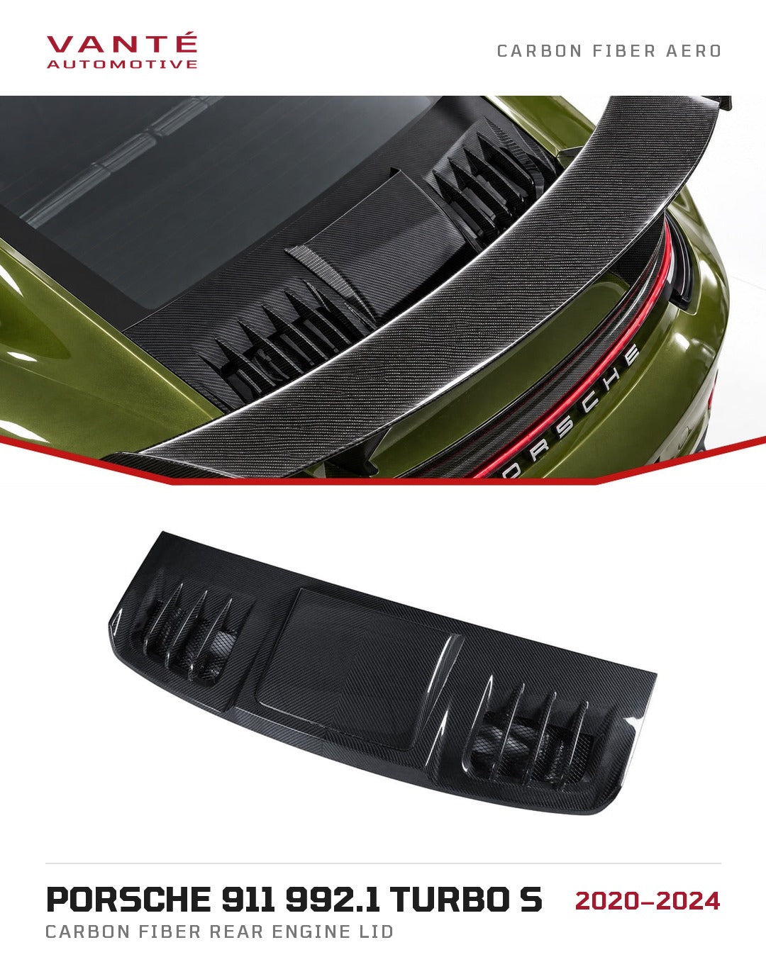 Porsche 911 992.1 Turbo S Carbon Fibre Rear Engine Lid