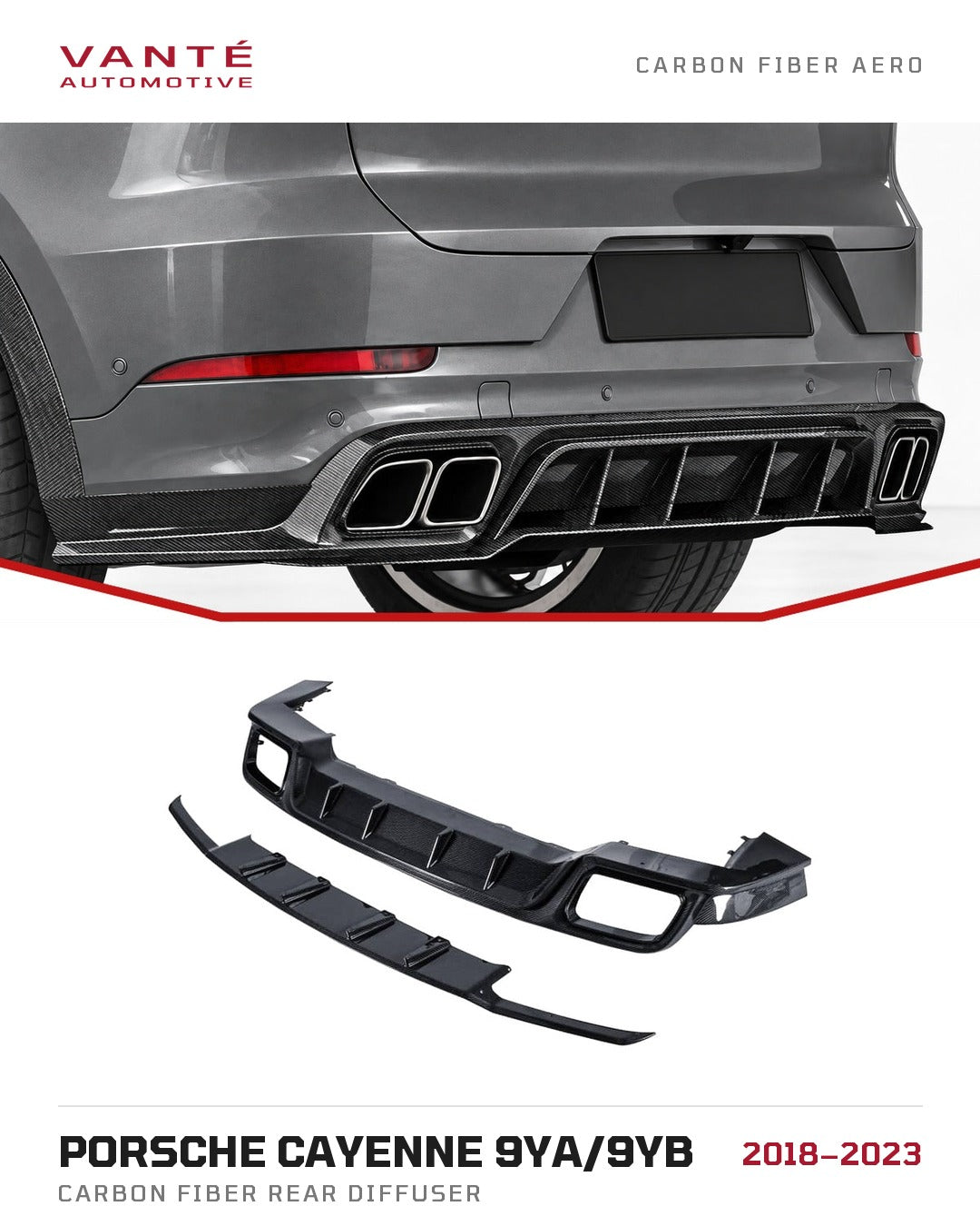 Porsche Cayenne 9YA/9YB Carbon Fibre Rear Diffuser
