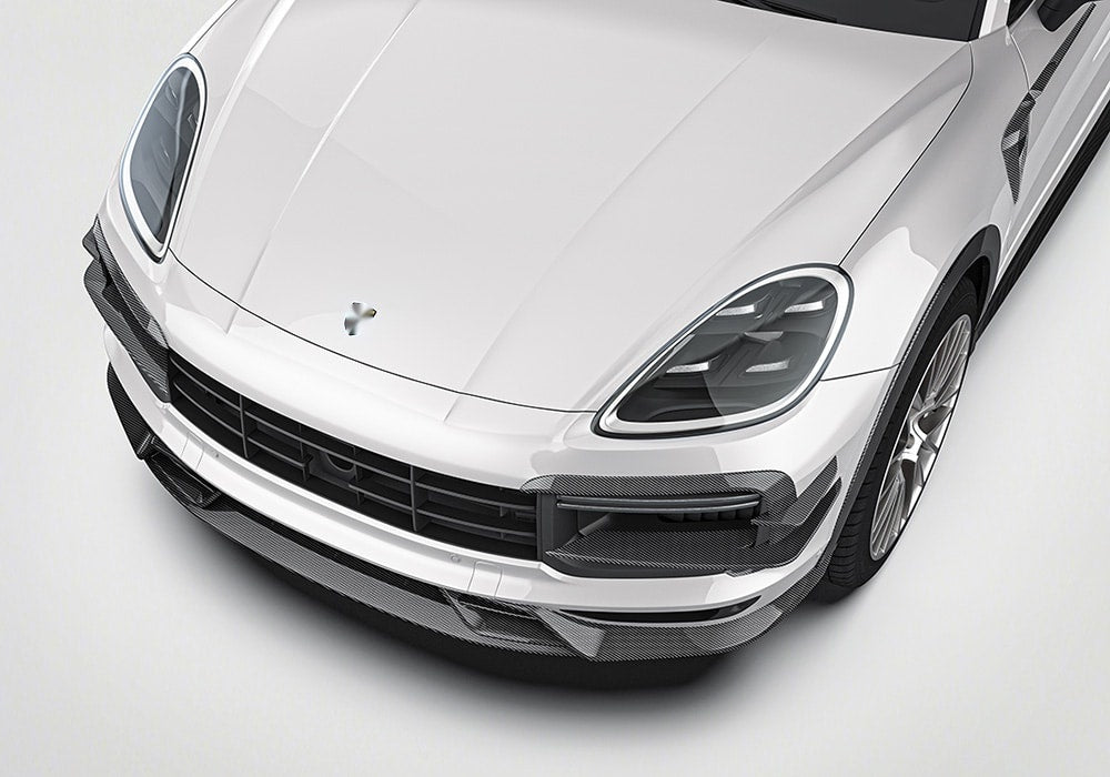 Porsche Cayenne 9YA 9YB Carbon Fibre Front Lip - aggressive aero styling upgrade