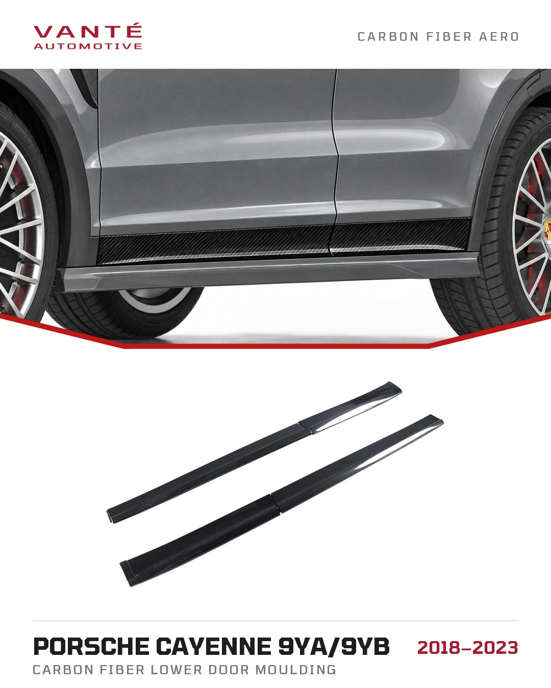 Porsche Cayenne 9YA/9YB Carbon Fibre Lower Door Moulding