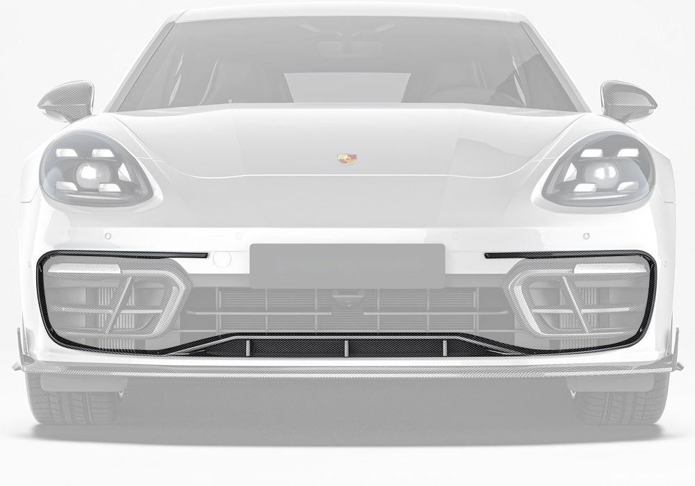Porsche Panamera 971 Carbon Fibre Front Bumper Trim - gloss finish precision fitment upgrade