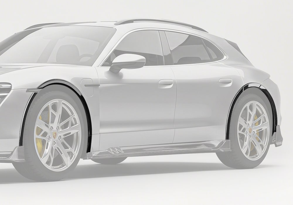 Porsche Taycan Carbon Fibre Fender Flares - wide body stance upgrade for Taycan 4 4S Cross Turismo Turbo