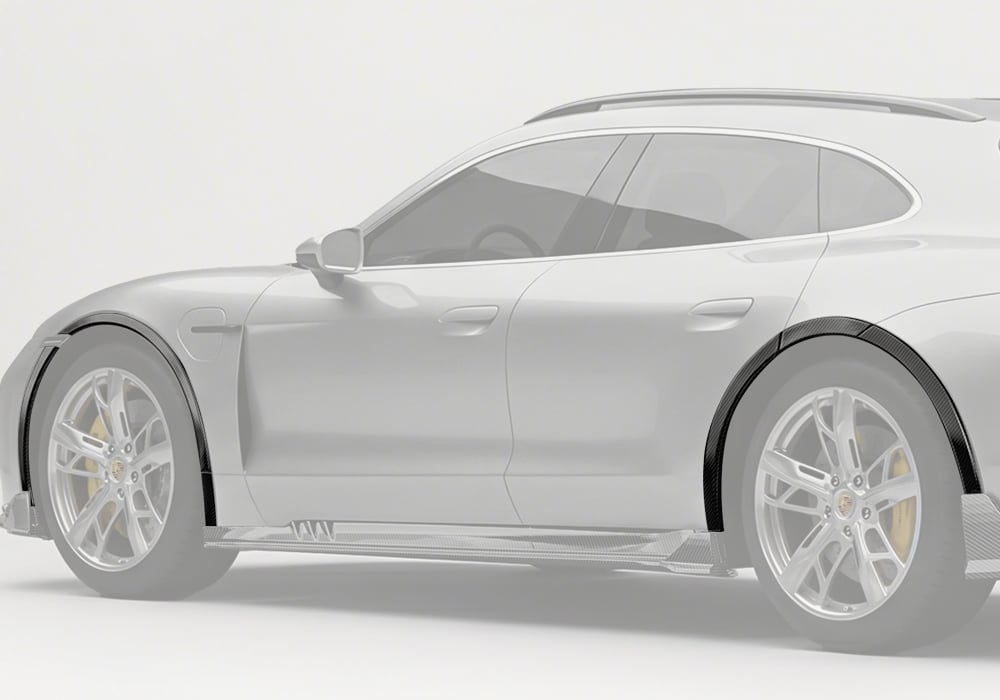 Porsche Taycan Carbon Fibre Fender Flares - wide body stance upgrade for Taycan 4 4S Cross Turismo Turbo