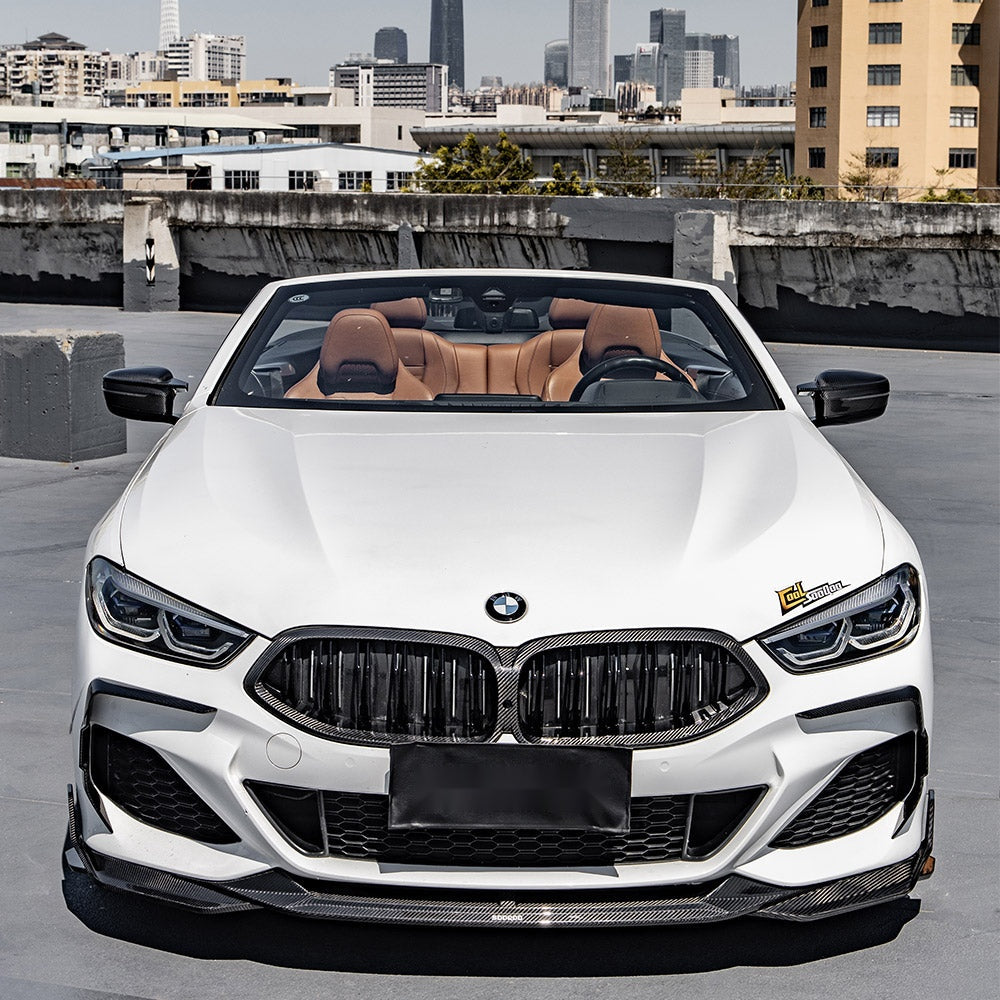 BMW 8 Series G14 Prepreg Carbon Fibre Front Bumper Insert - aggressive gloss finish upgrade