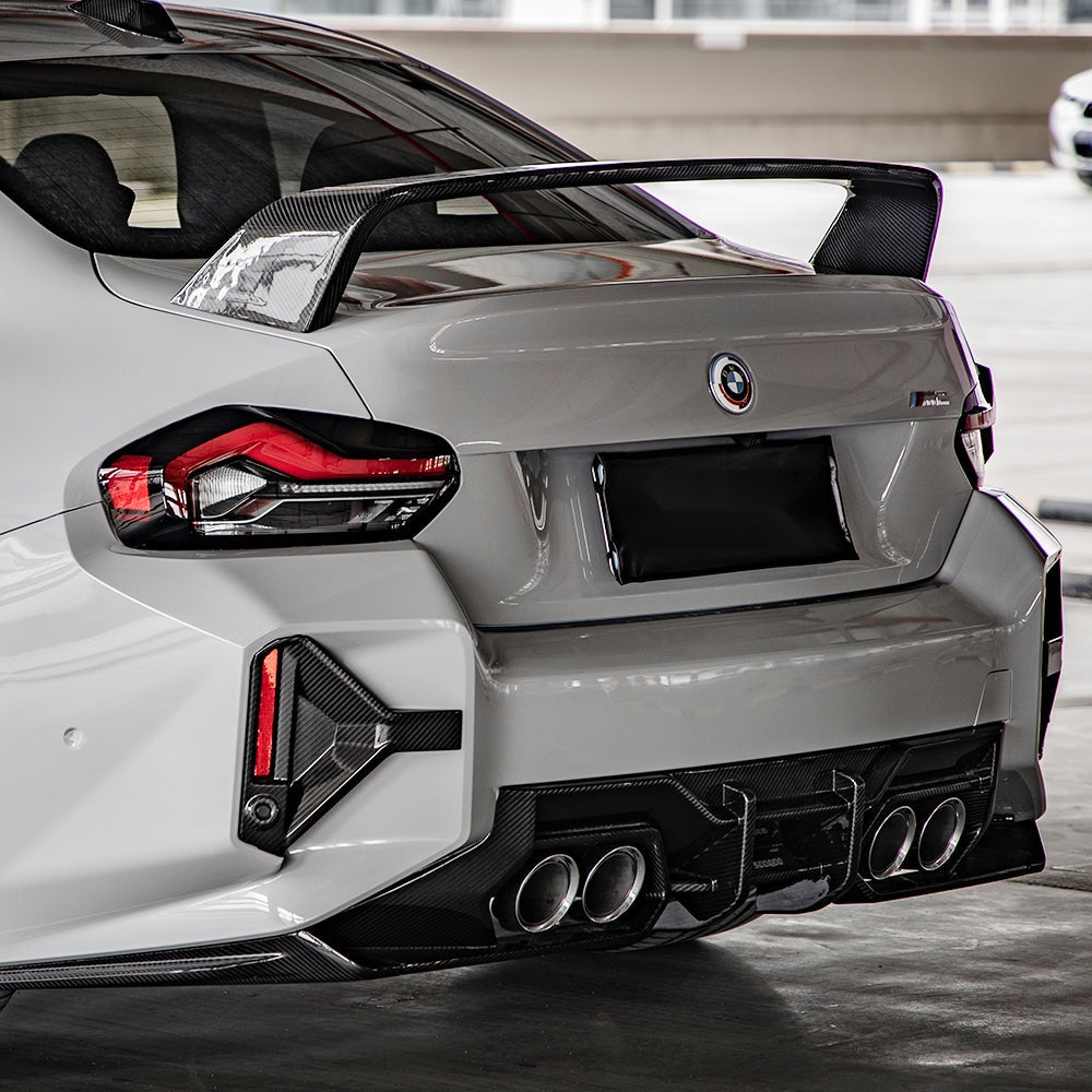 BMW M2 G87 Carbon Fibre Rear Bumper Inserts - prepreg gloss finish OEM fitment