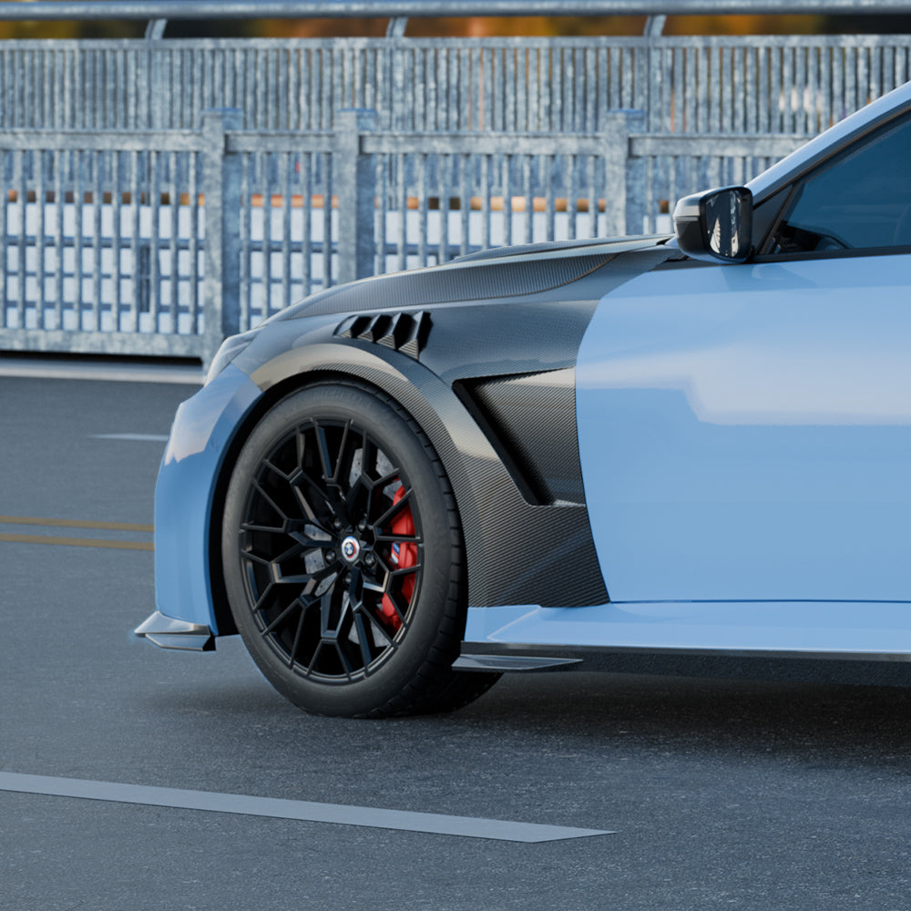BMW M2 G87 Prepreg Carbon Fibre Side Fenders with shark fin air vents - OEM fitment upgrade