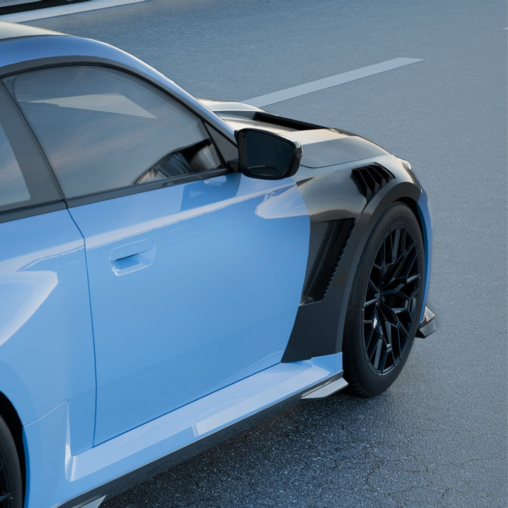 BMW M2 G87 Prepreg Carbon Fibre Side Fenders with shark fin air vents - OEM fitment upgrade