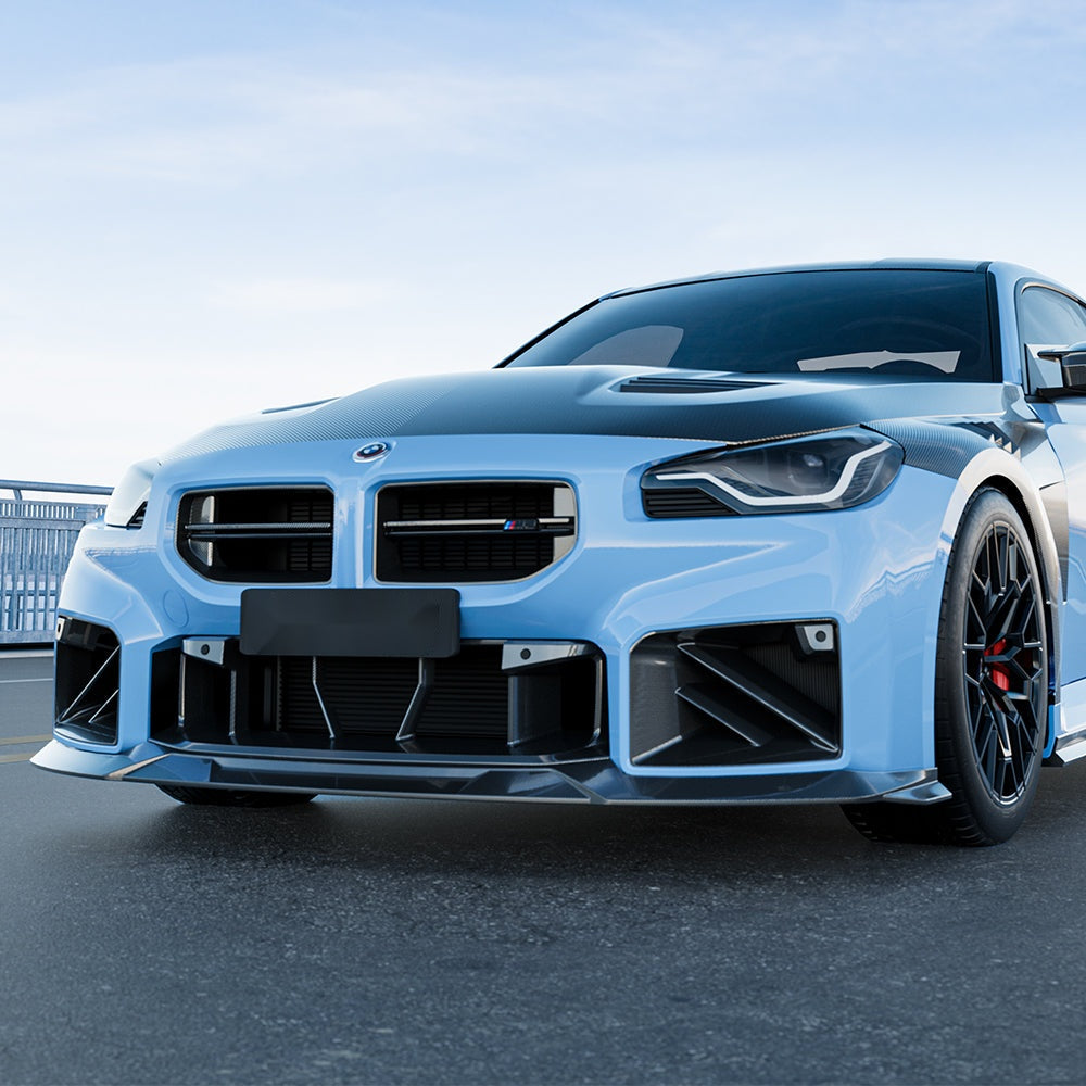 BMW M2 G87 Prepreg Carbon Fibre Vented Bonnet - shark fin vent design track upgrade