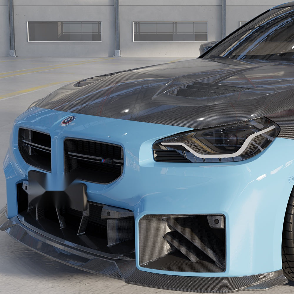 BMW M2 G87 Prepreg Carbon Fibre Vented Bonnet - shark fin vent design track upgrade