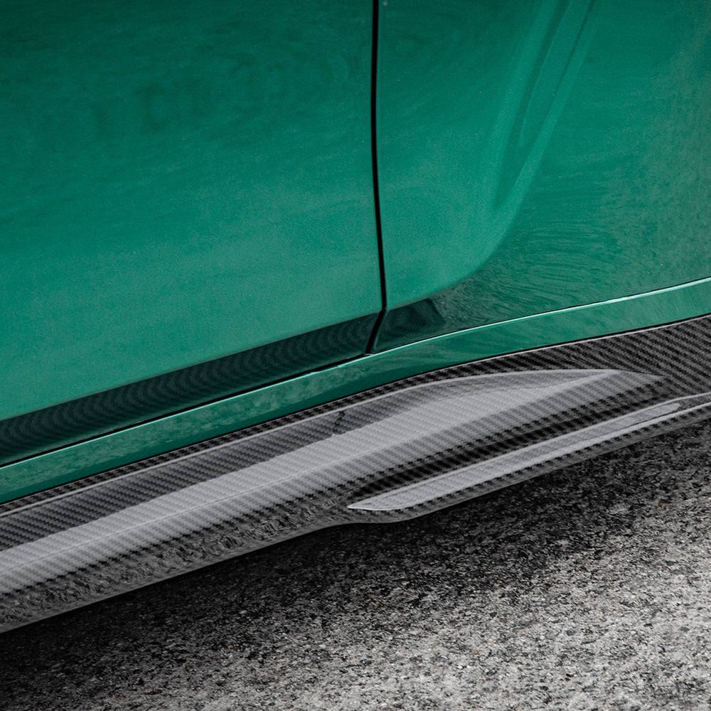 BMW M4 G82 Prepreg Carbon Fibre Side Skirts - aggressive dual-layer sculpted profile upgrade