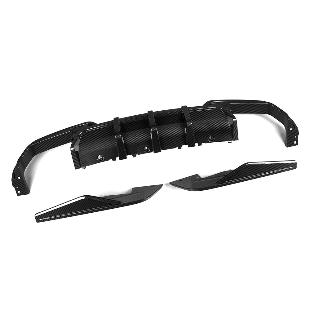 BMW M8 F91 F92 Prepreg Carbon Fibre Rear Diffuser - triple blade with side winglets