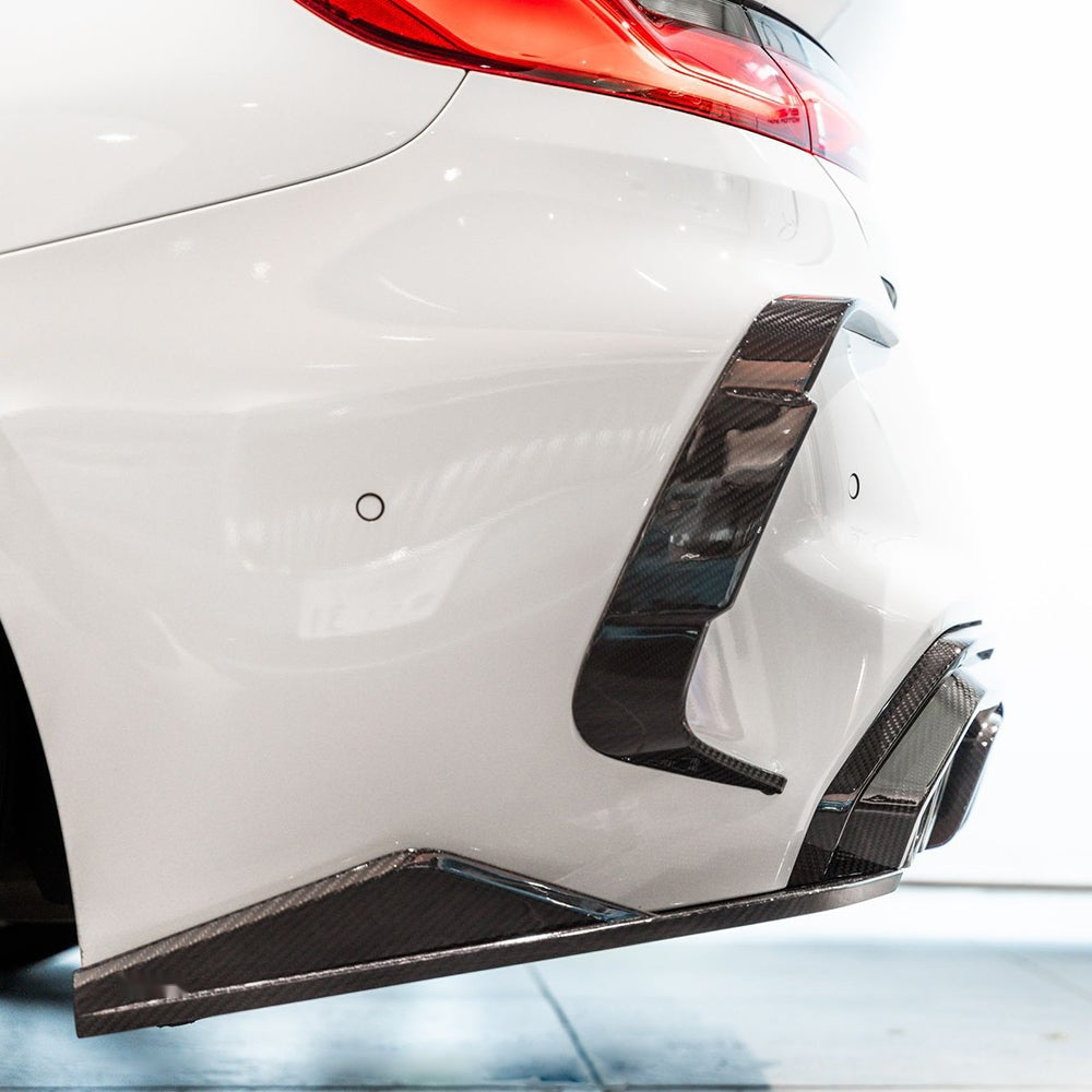 BMW M8 F91 F92 Prepreg Carbon Fibre Rear Diffuser - triple blade with side winglets