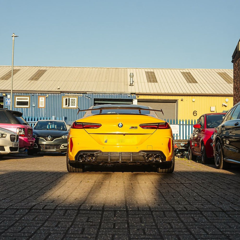 BMW M8 F91 F92 Prepreg Carbon Fibre Rear Diffuser - triple blade with side winglets