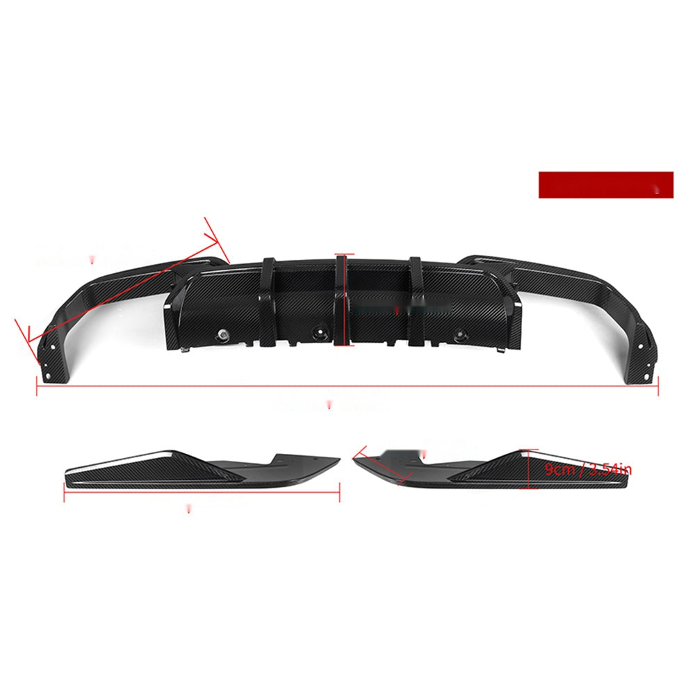 BMW M8 F91 F92 Prepreg Carbon Fibre Rear Diffuser - triple blade with side winglets