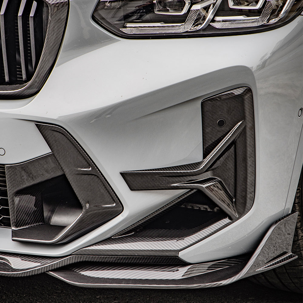 BMW X3M F97 LCI Carbon Fibre Air Inlets - prepreg front vent upgrade with gloss finish
