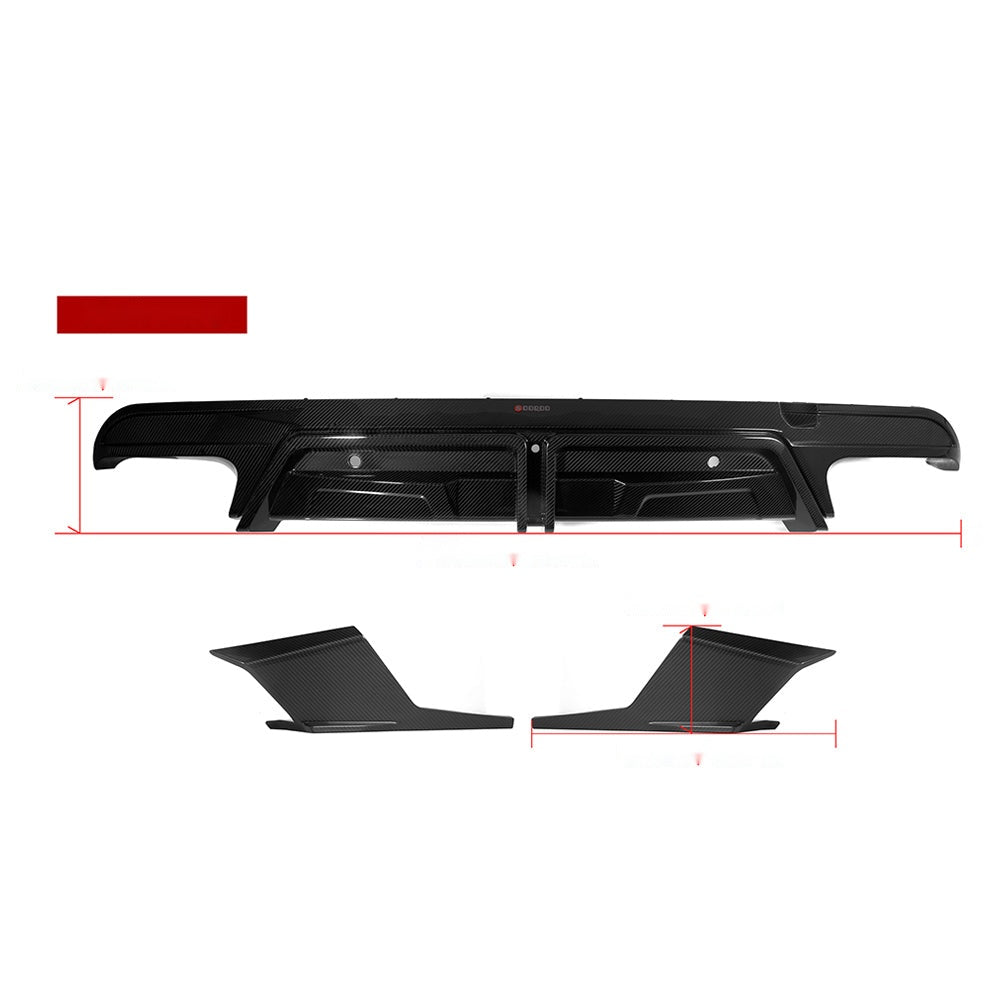 BMW X5M F95 Prepreg Carbon Fibre Rear Diffuser with Integrated Brake Light - aggressive aerodynamic upgrade